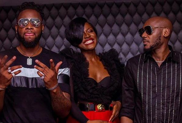 Alex Unusual captured with 2Baba and Teddy A in Campari Red Party