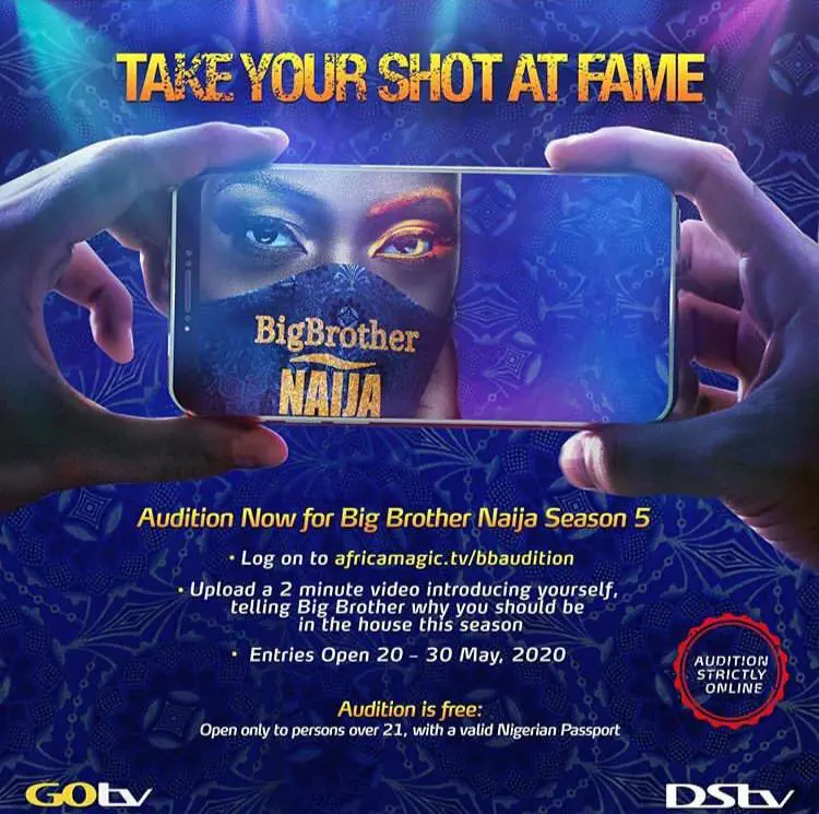 AfricaMagic.tv/Audition - BBNaija 2020 (Season 5) Online Audition for Housemate